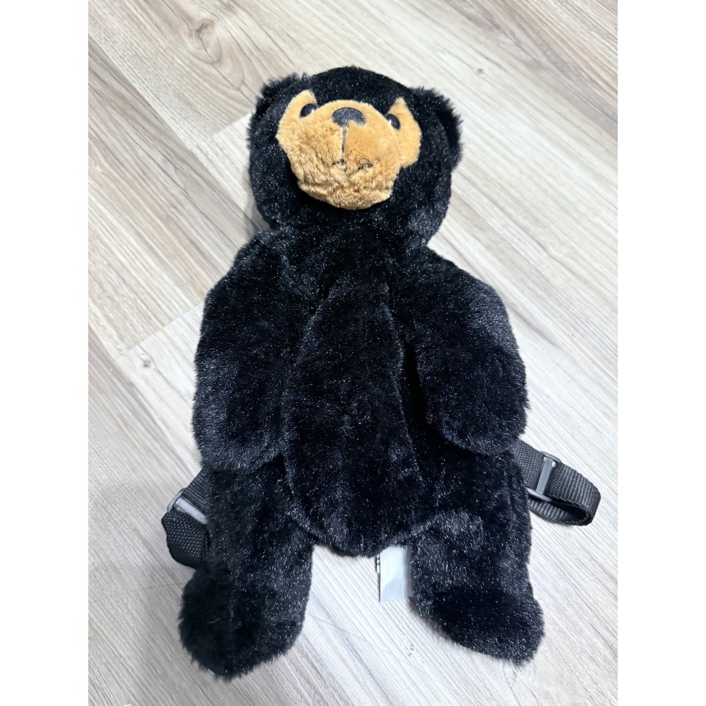 Fiesta Black Bear Plush Backpack Kids Adjustable Straps Stuffed Animal Toy Bag